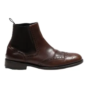 AGO E SPAGO Brogue Chelsea Boots Brown Leather Mens UK 6
