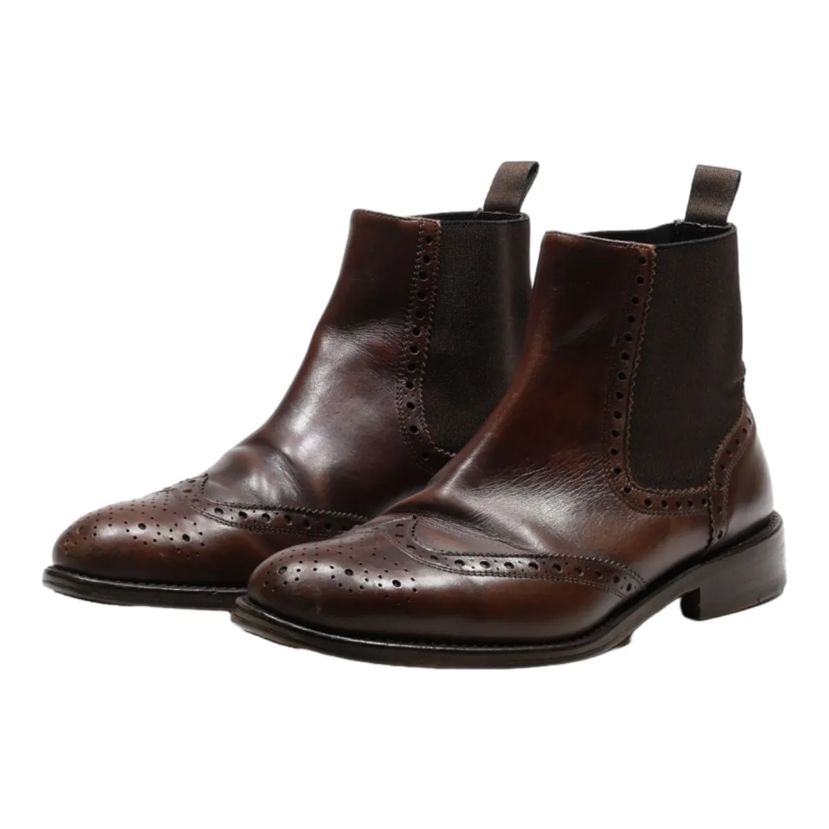 AGO E SPAGO Brogue Chelsea Boots Brown Leather Mens UK 6