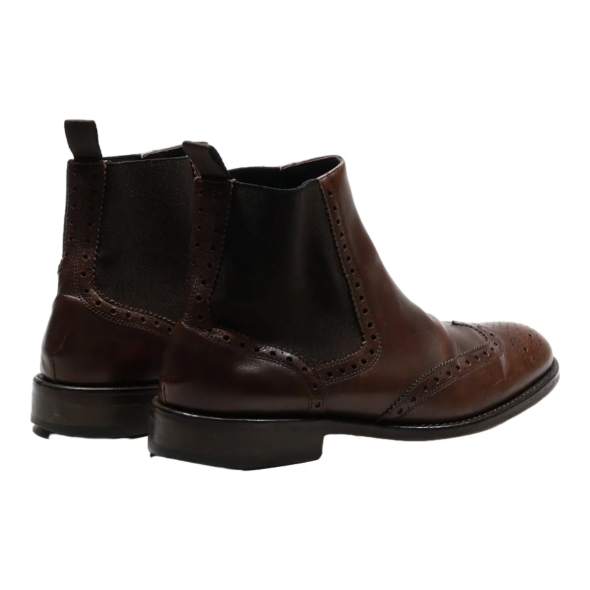 AGO E SPAGO Brogue Chelsea Boots Brown Leather Mens UK 6