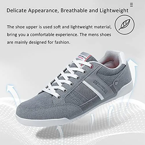 ARRIGO BELLO Mens Fashion Sneakers Lightweight Casual Shoes Lace-Up Walking Shoes Grey
