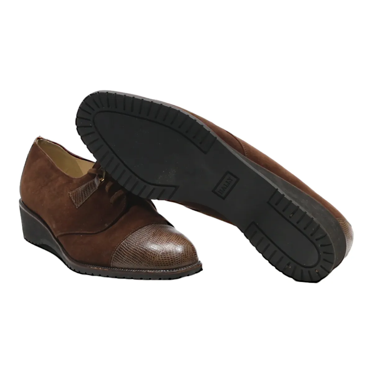 BALLY Derby Shoes Brown Suede Womens UK 5.5