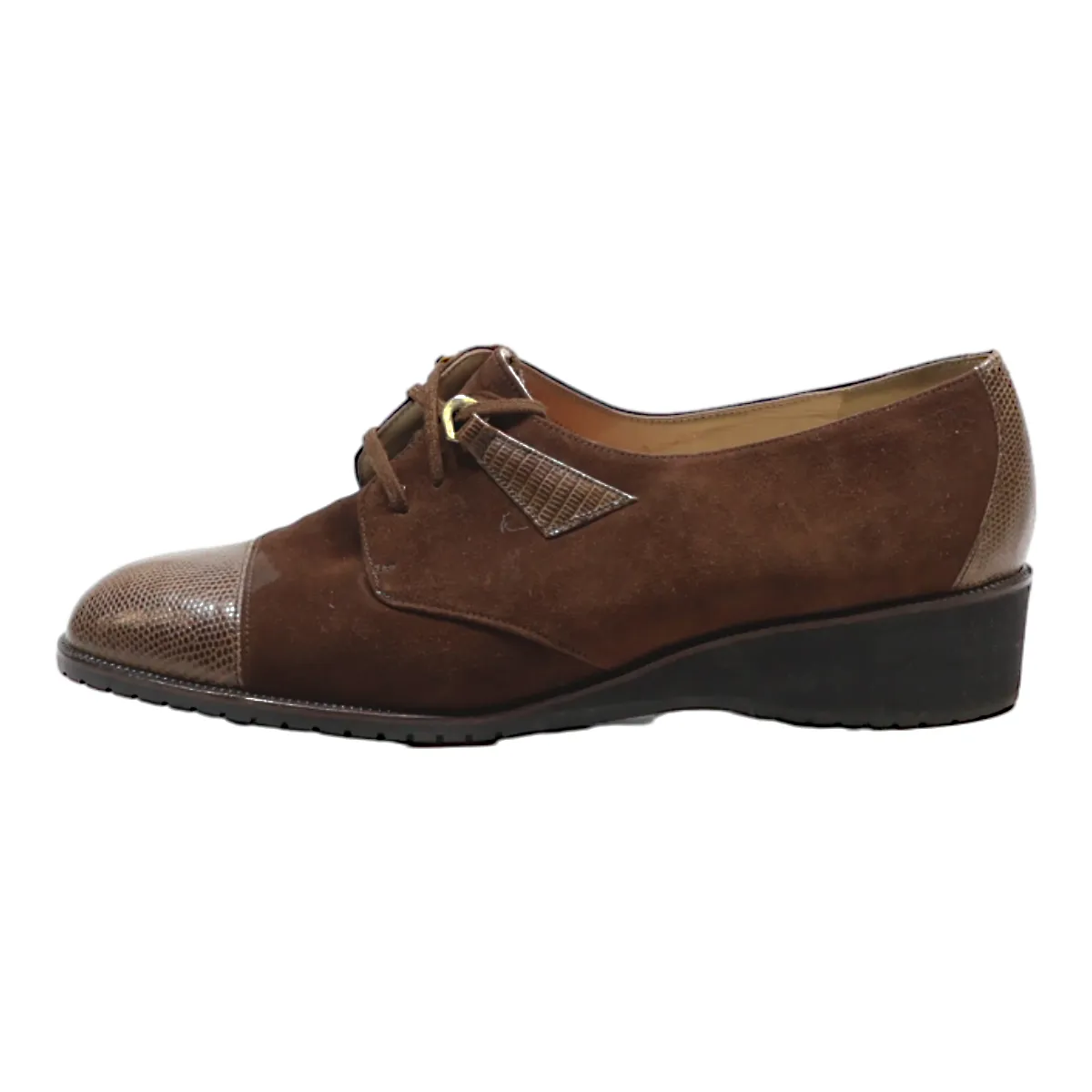 BALLY Derby Shoes Brown Suede Womens UK 5.5