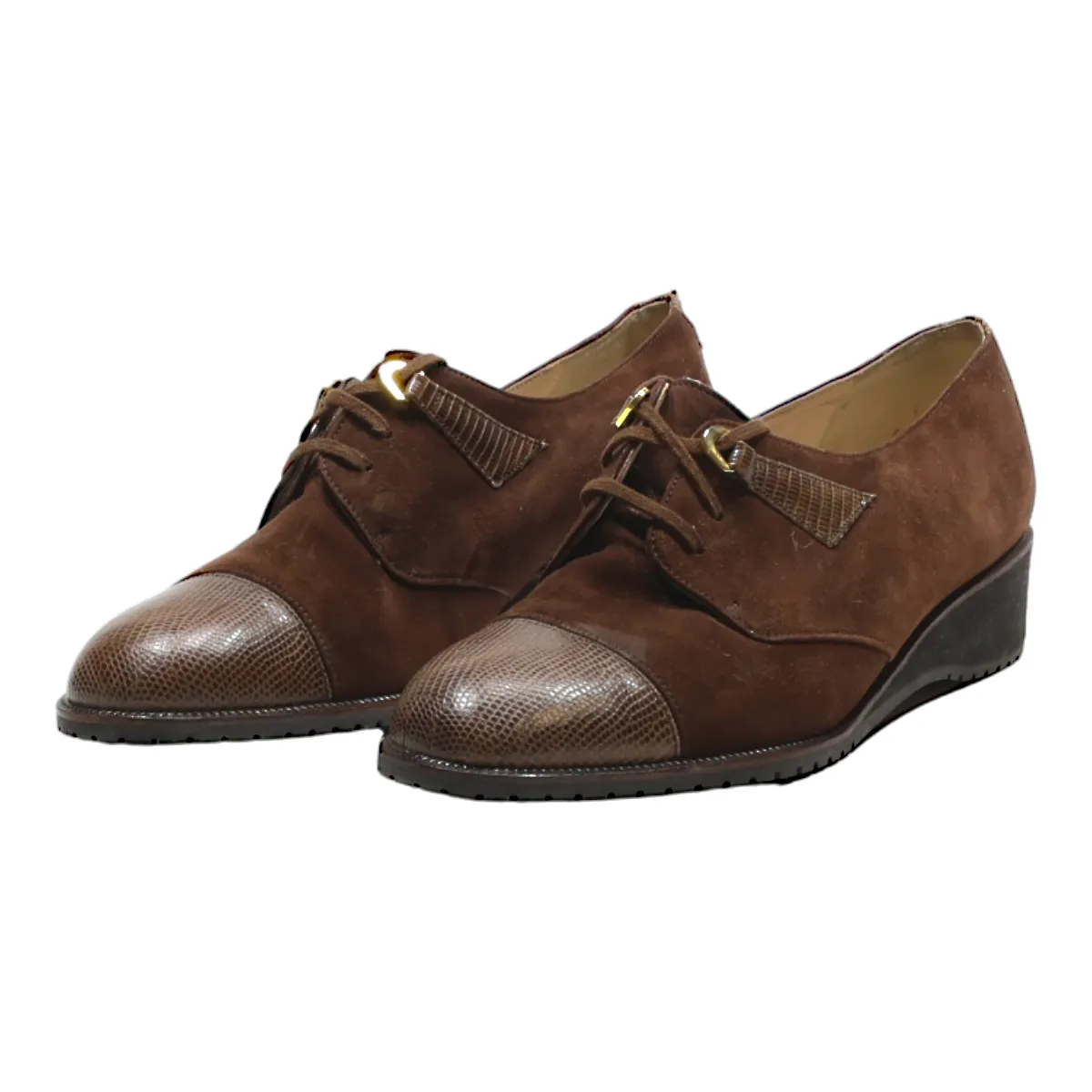 BALLY Derby Shoes Brown Suede Womens UK 5.5