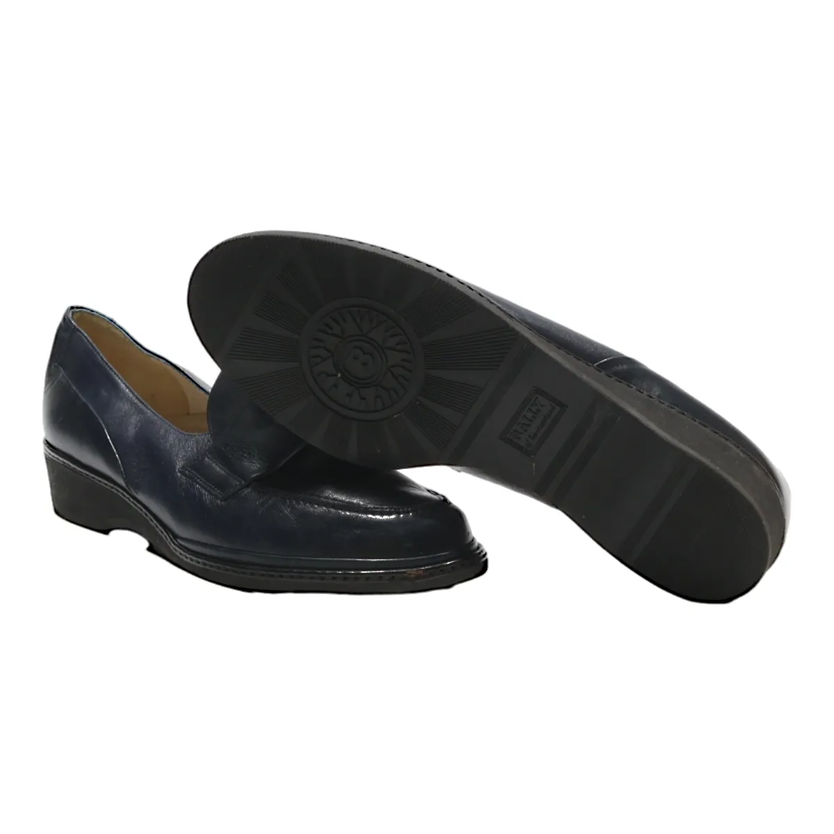 BALLY Loafer Shoes Blue Leather Womens UK 5.5