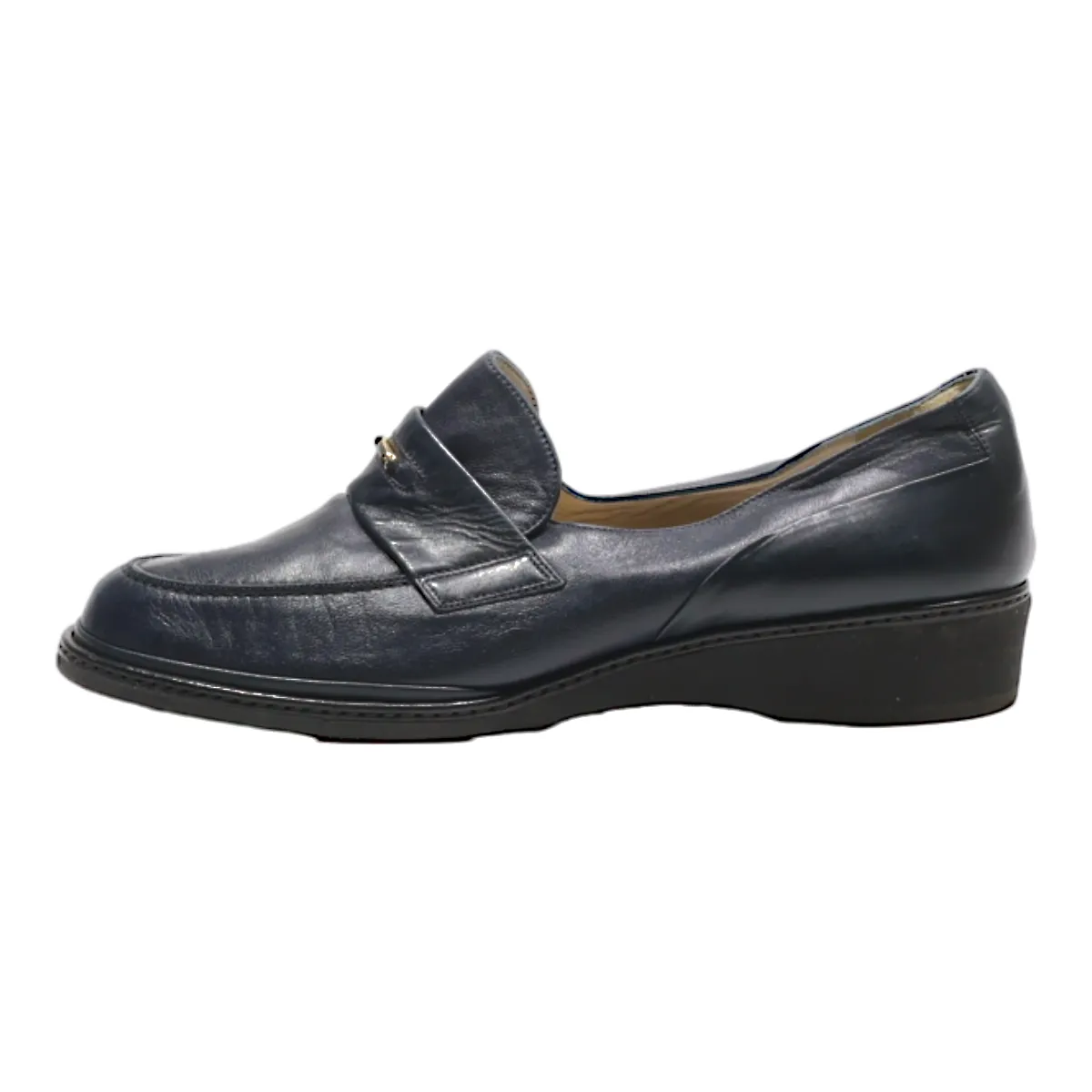 BALLY Loafer Shoes Blue Leather Womens UK 5.5