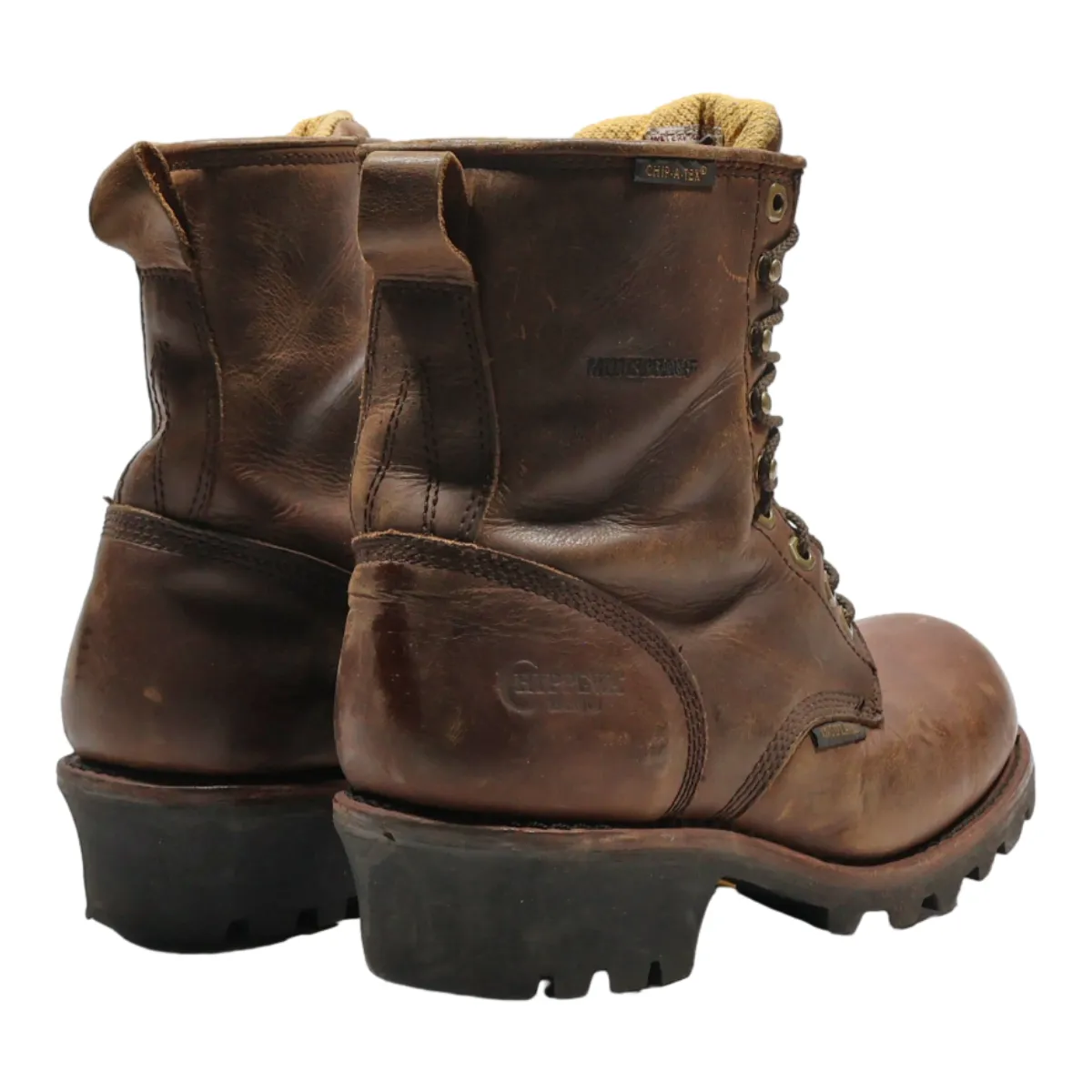 CHIPPEWA Lace-Up Boots Brown Leather Mens UK 7.5