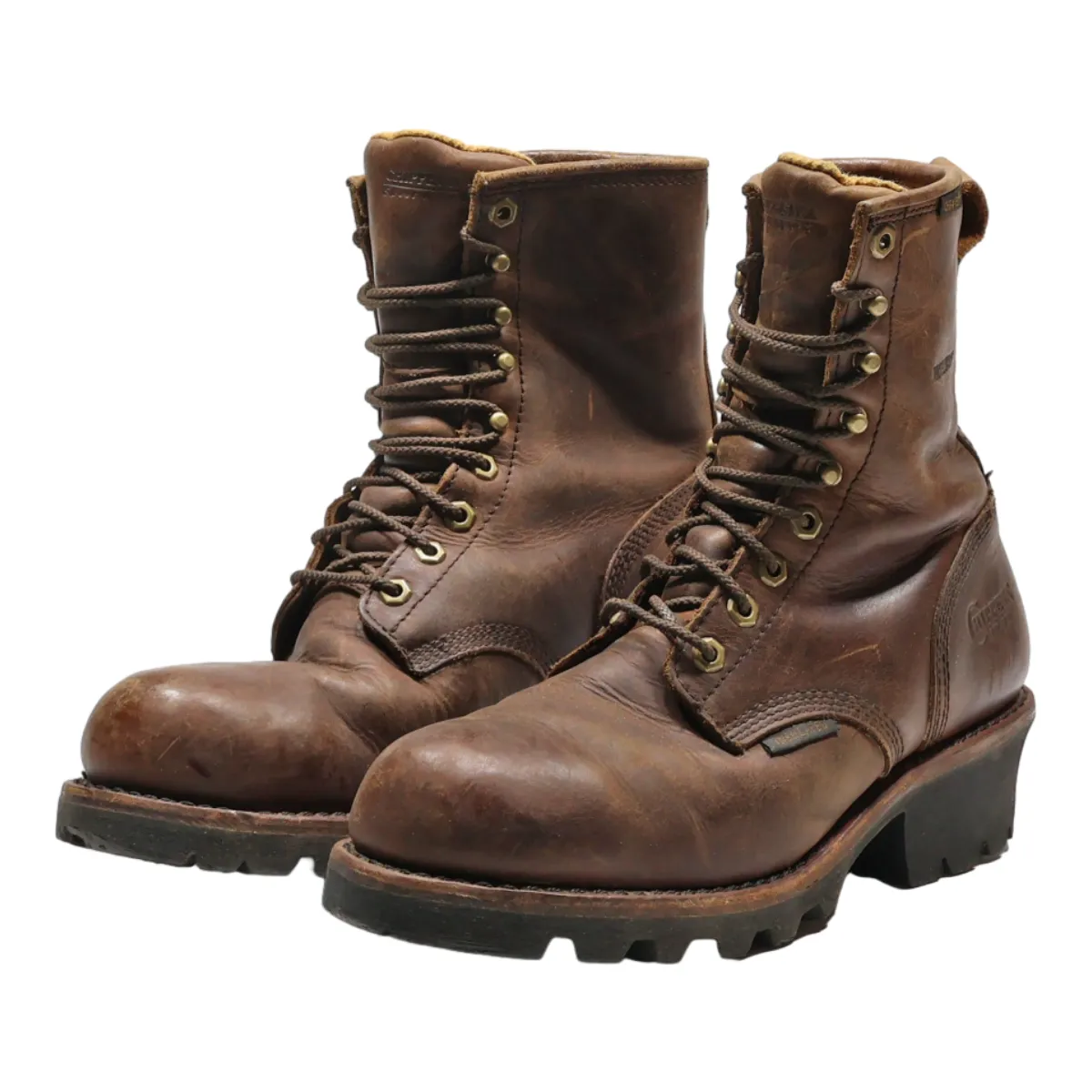 CHIPPEWA Lace-Up Boots Brown Leather Mens UK 7.5