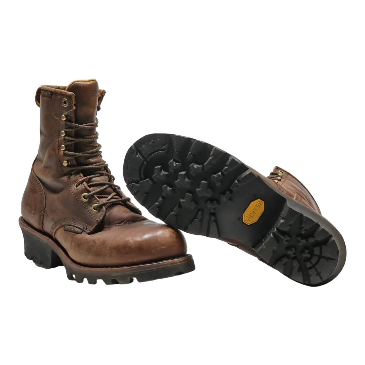 CHIPPEWA Lace-Up Boots Brown Leather Mens UK 7.5