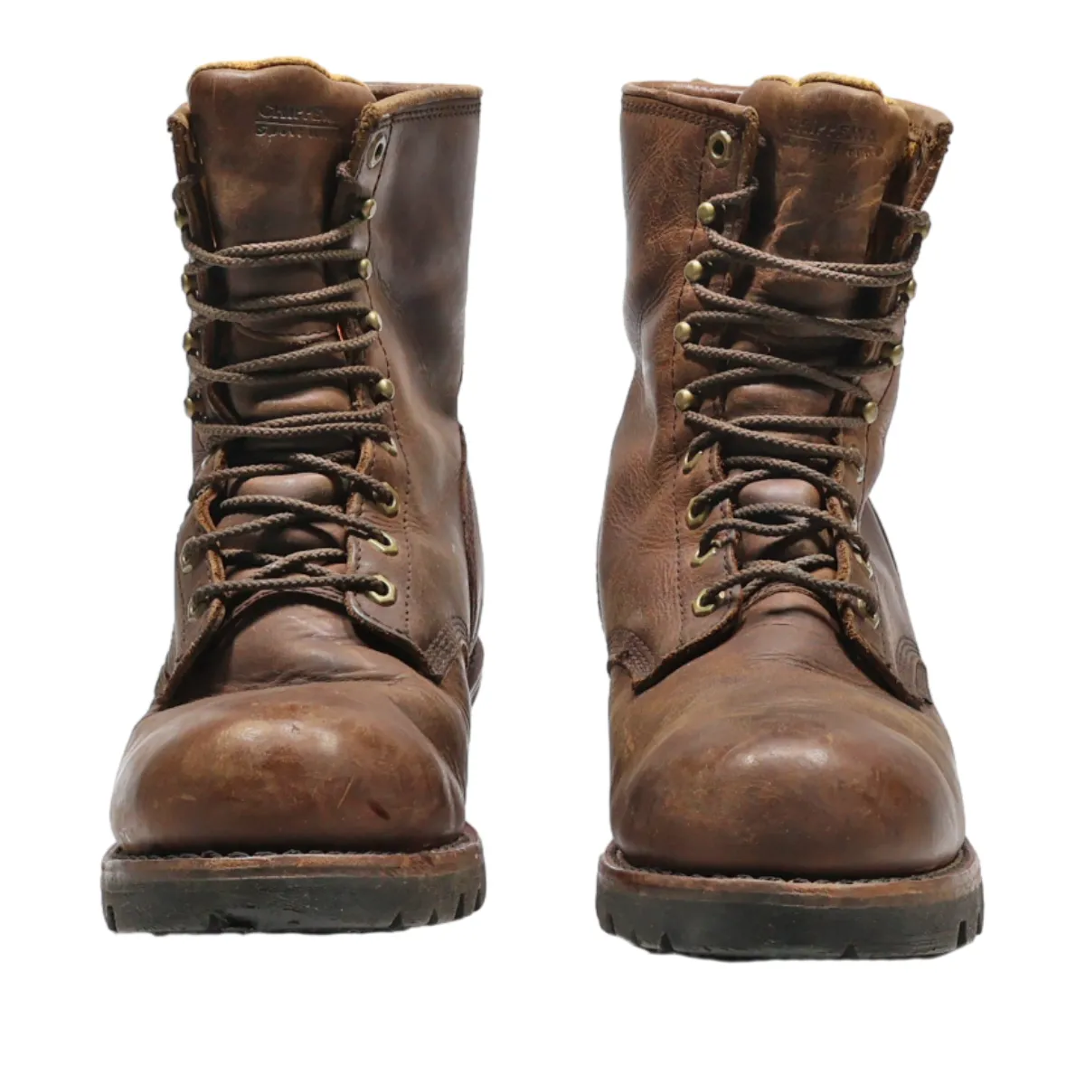 CHIPPEWA Lace-Up Boots Brown Leather Mens UK 7.5
