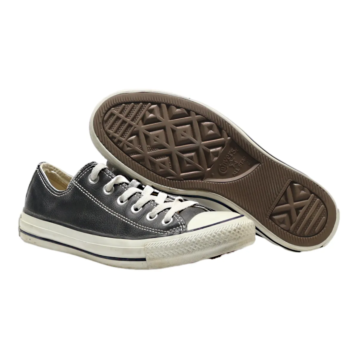CONVERSE Low Top Trainers Black Leather Womens UK 4.5