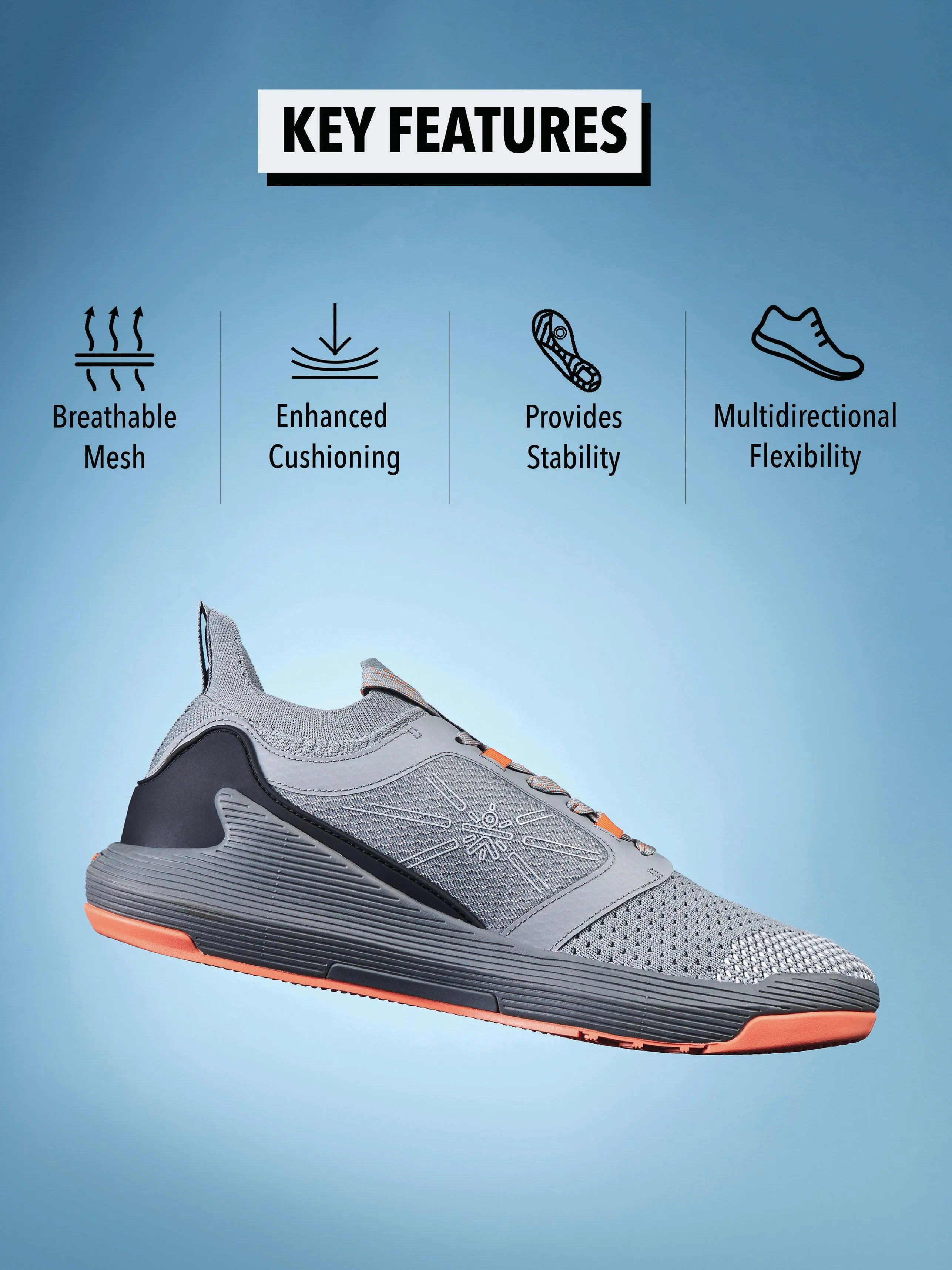 Crosstrain Men Training Shoes - Grey/ Orange