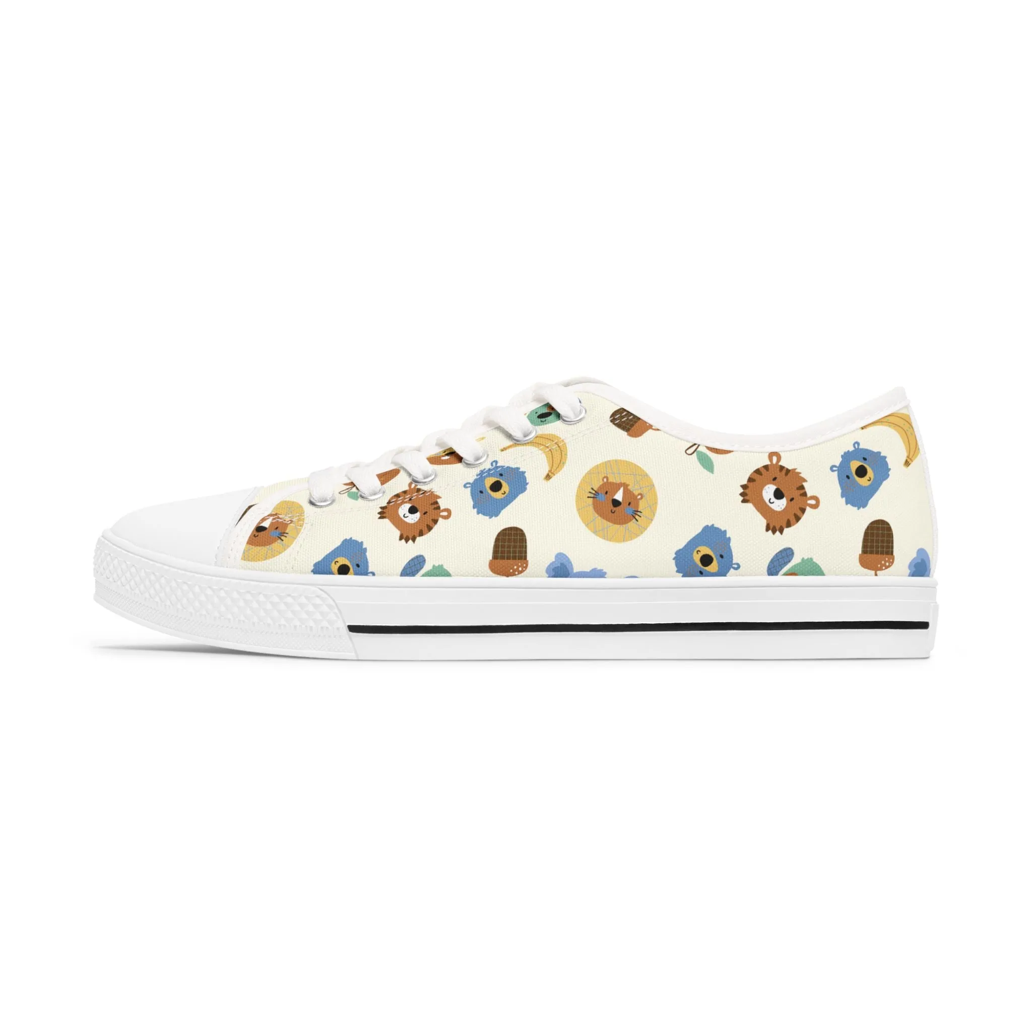 Cute Animal Heads Women's Low Top Sneakers