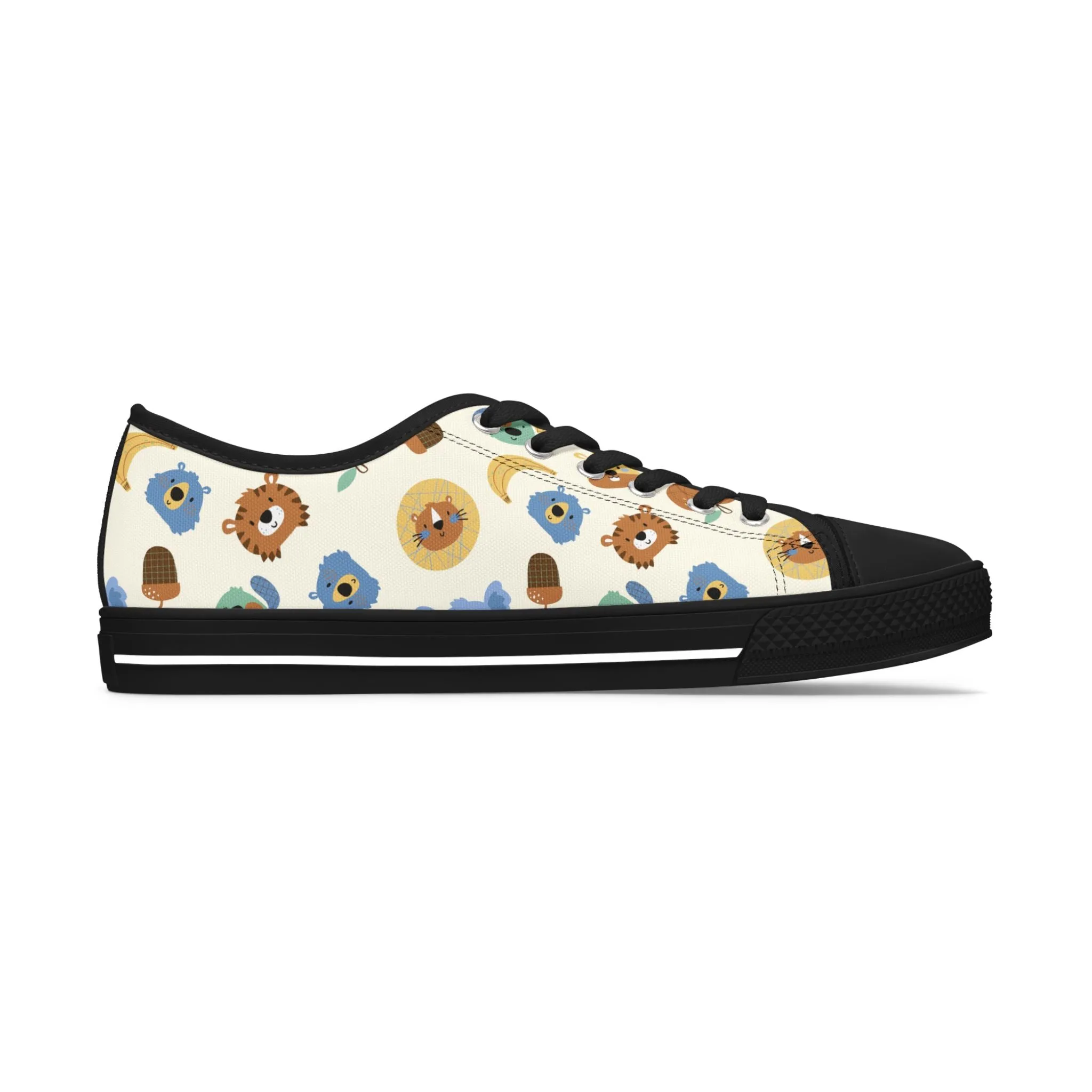 Cute Animal Heads Women's Low Top Sneakers
