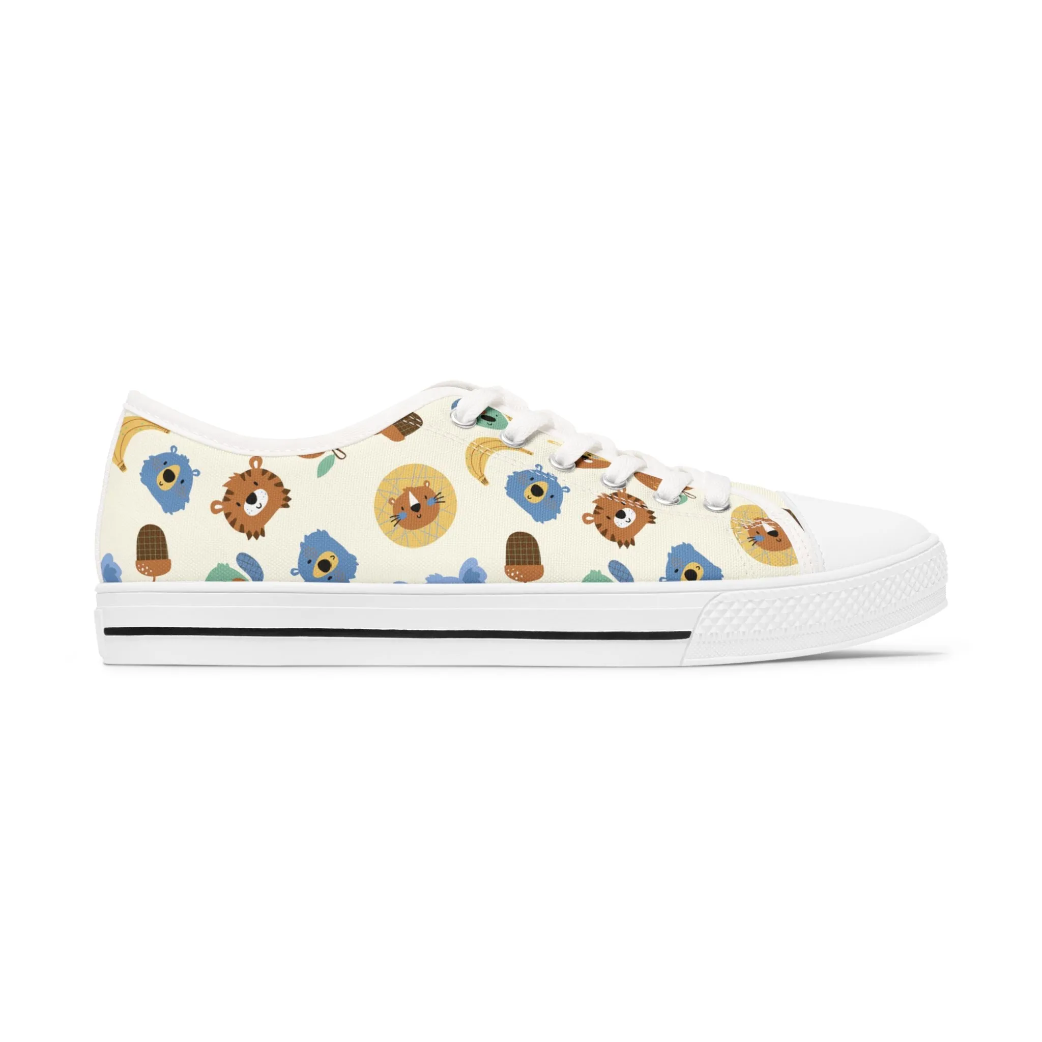 Cute Animal Heads Women's Low Top Sneakers