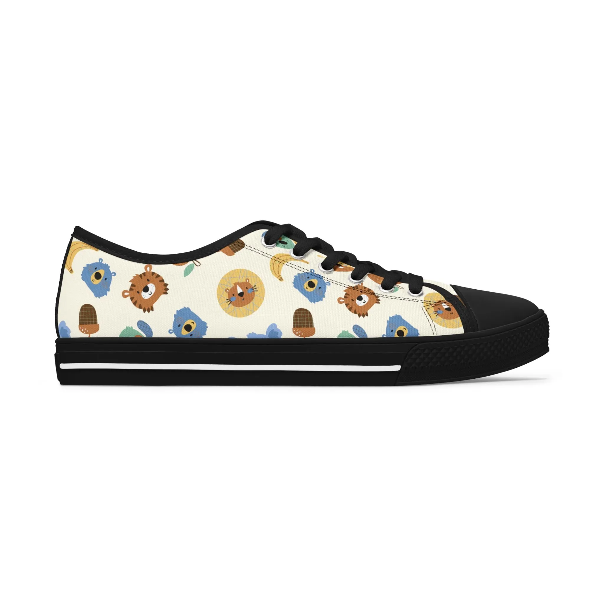 Cute Animal Heads Women's Low Top Sneakers