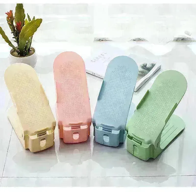 Double Stackable Shoes Shelf Storage Plastic Adjustable Shoes Rack Cabinets