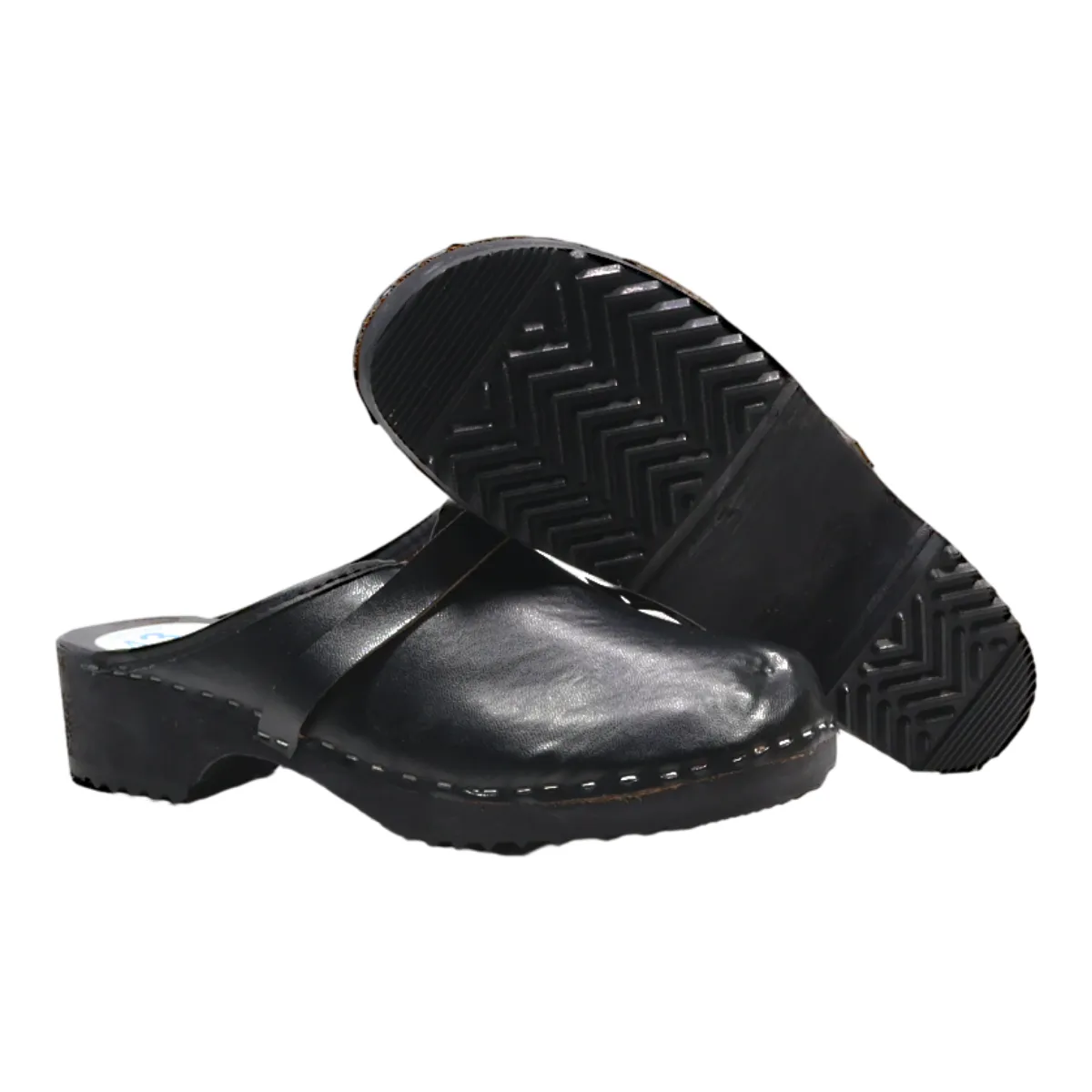 ECHTES LEDER Clog Shoes Black Leather Womens UK 10