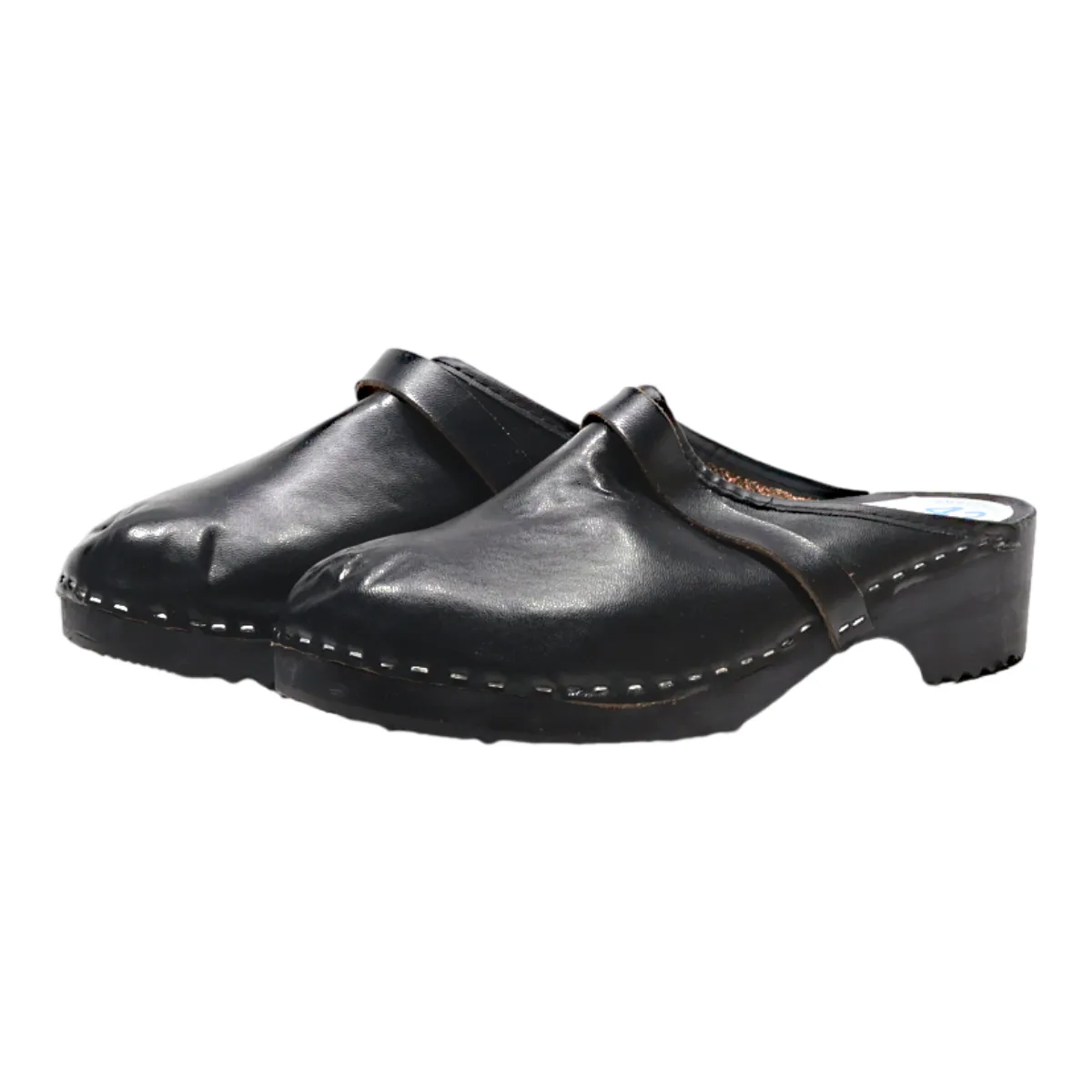 ECHTES LEDER Clog Shoes Black Leather Womens UK 10