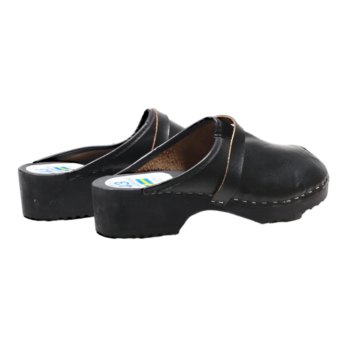 ECHTES LEDER Clog Shoes Black Leather Womens UK 10