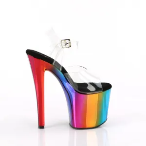 ENCHANT-708RC Clear & Multi Colour Ankle Peep Toe High Heel