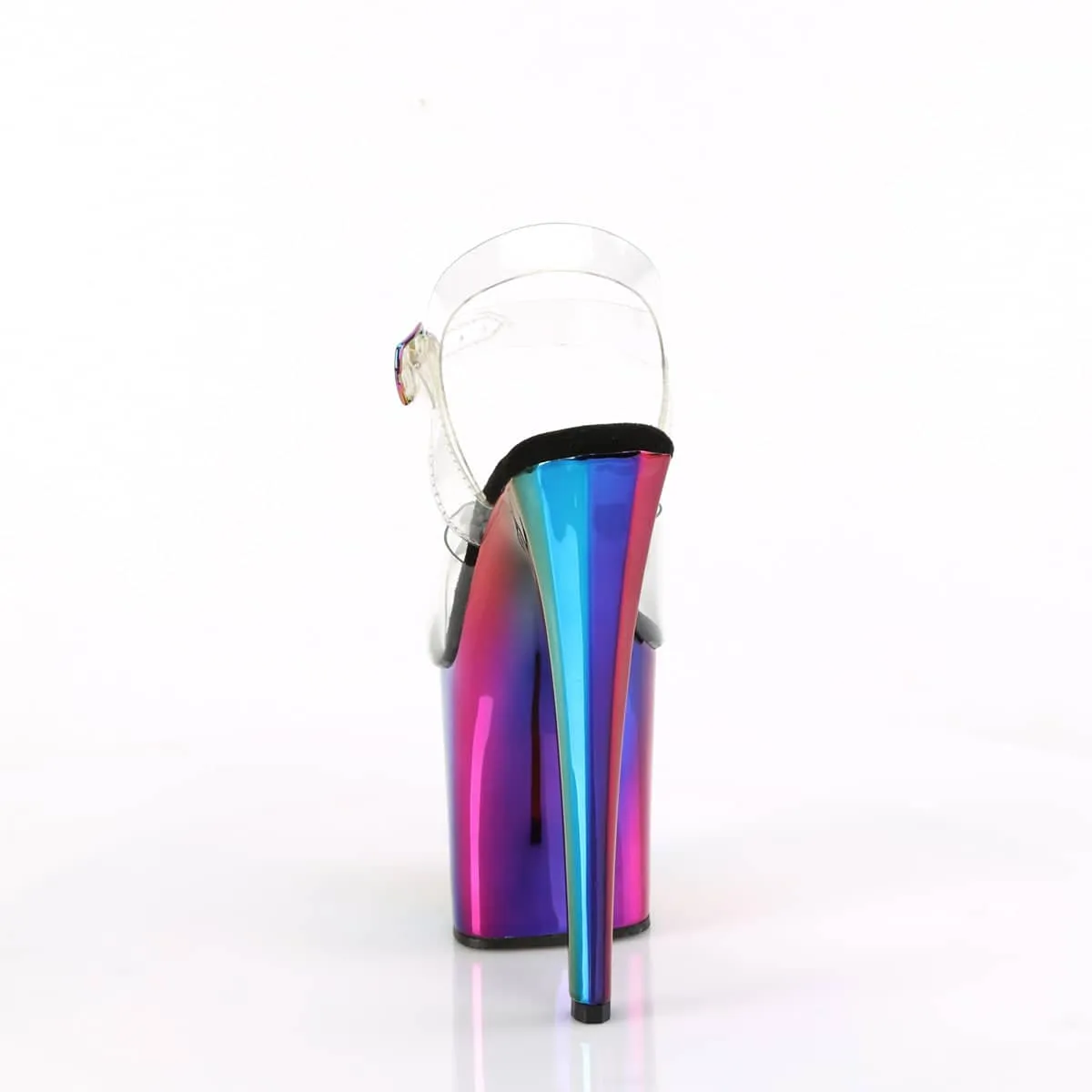 ENCHANT-708RC Clear & Multi Colour Ankle Peep Toe High Heel