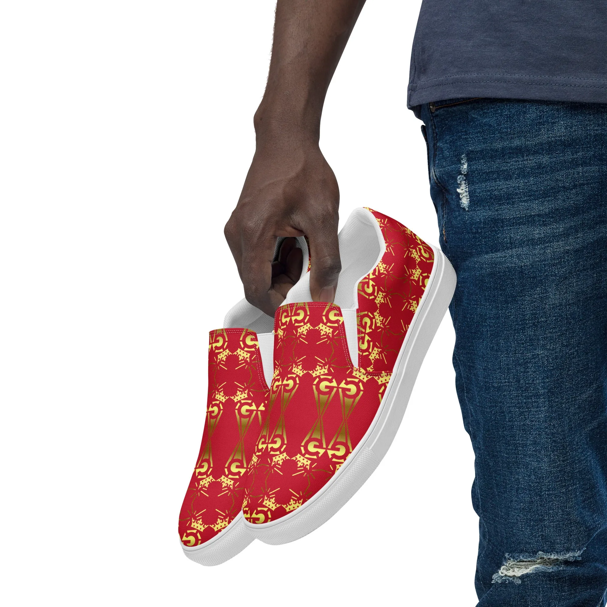 Glamire Men’s Slip-on Canvas Shoes Red