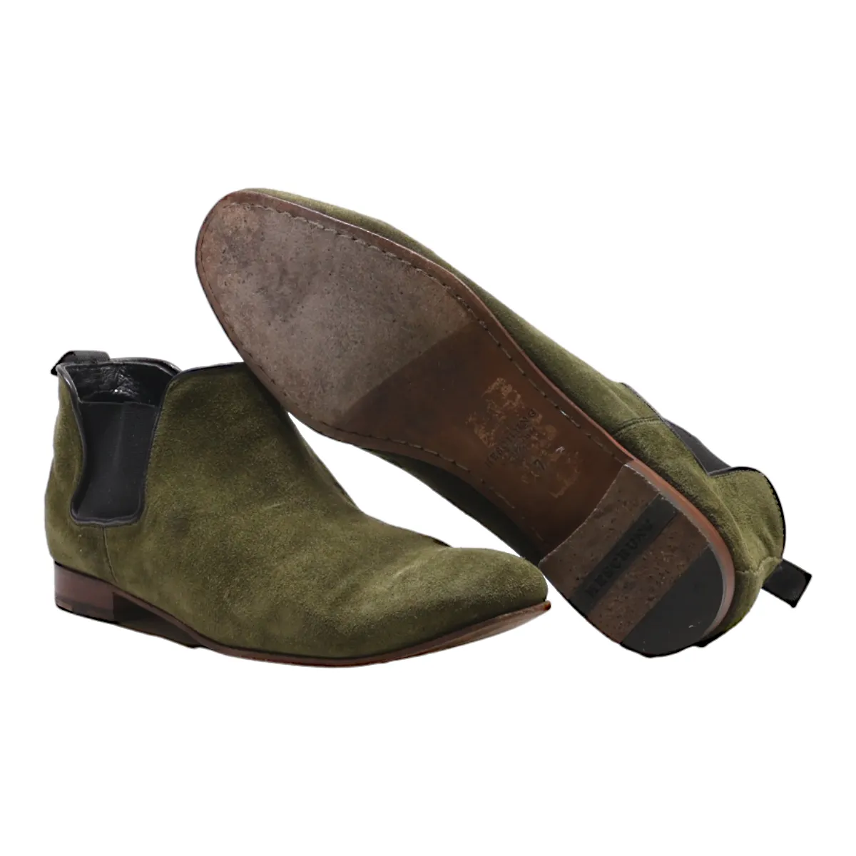 HESCHUNG Chelsea Boots Green Suede Womens UK 5