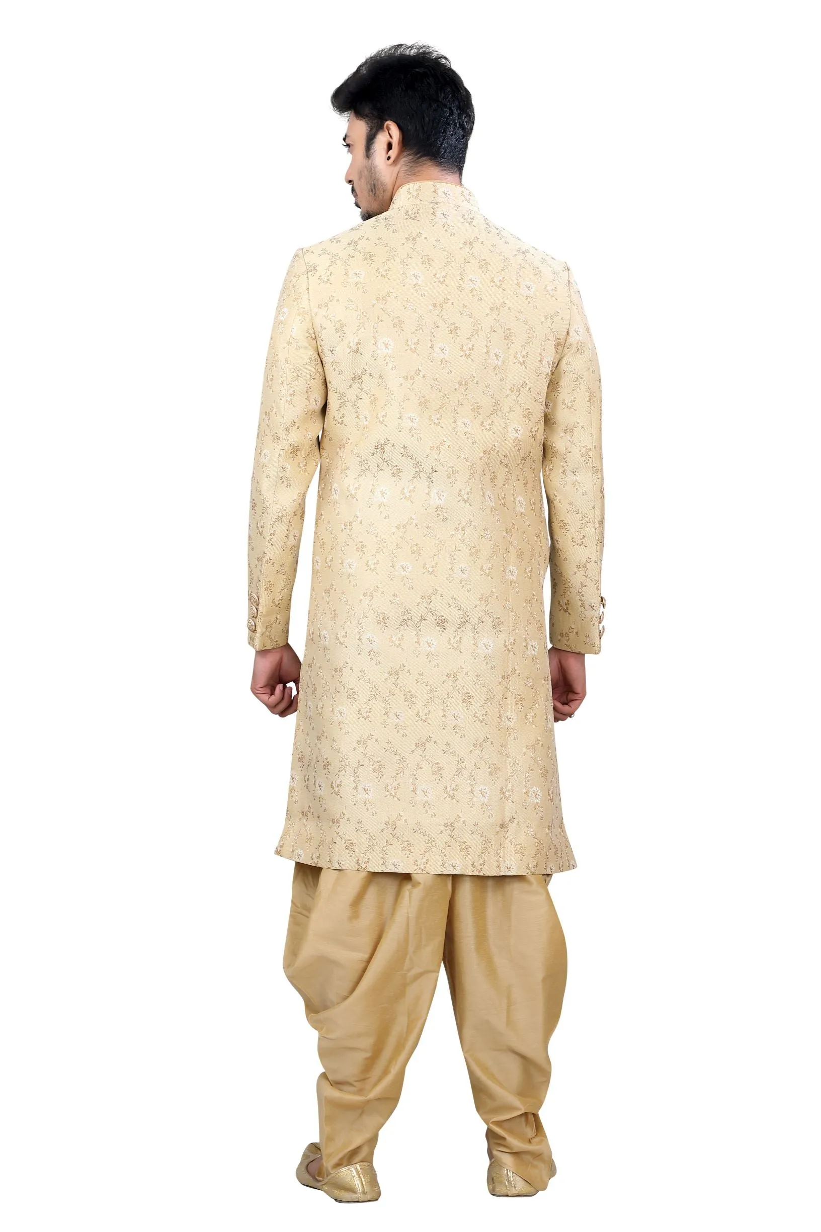 Jamevaram Sherwani in Light Gold