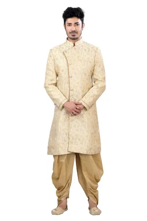 Jamevaram Sherwani in Light Gold