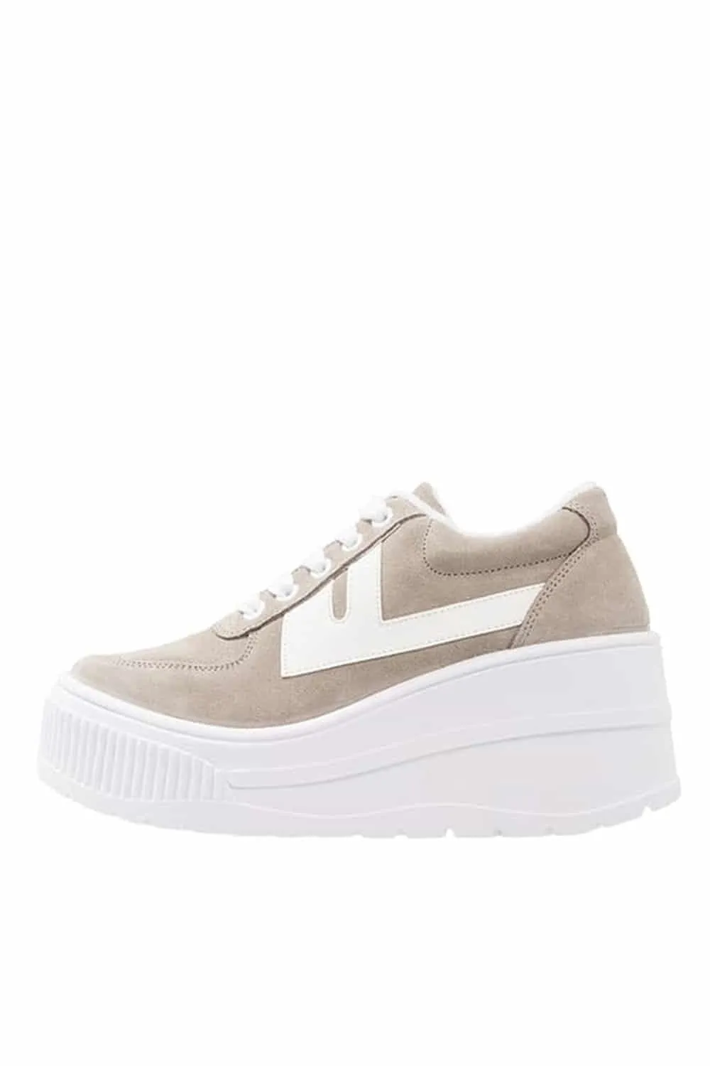 Jeffrey Campbell TWENTY-ONE Platform Sneaker Taupe Lace Up Wedge Tennis Shoe