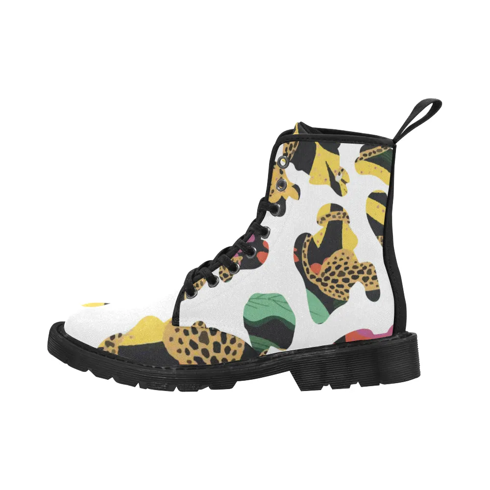Men's Abstract Animal Print Canvas Boots