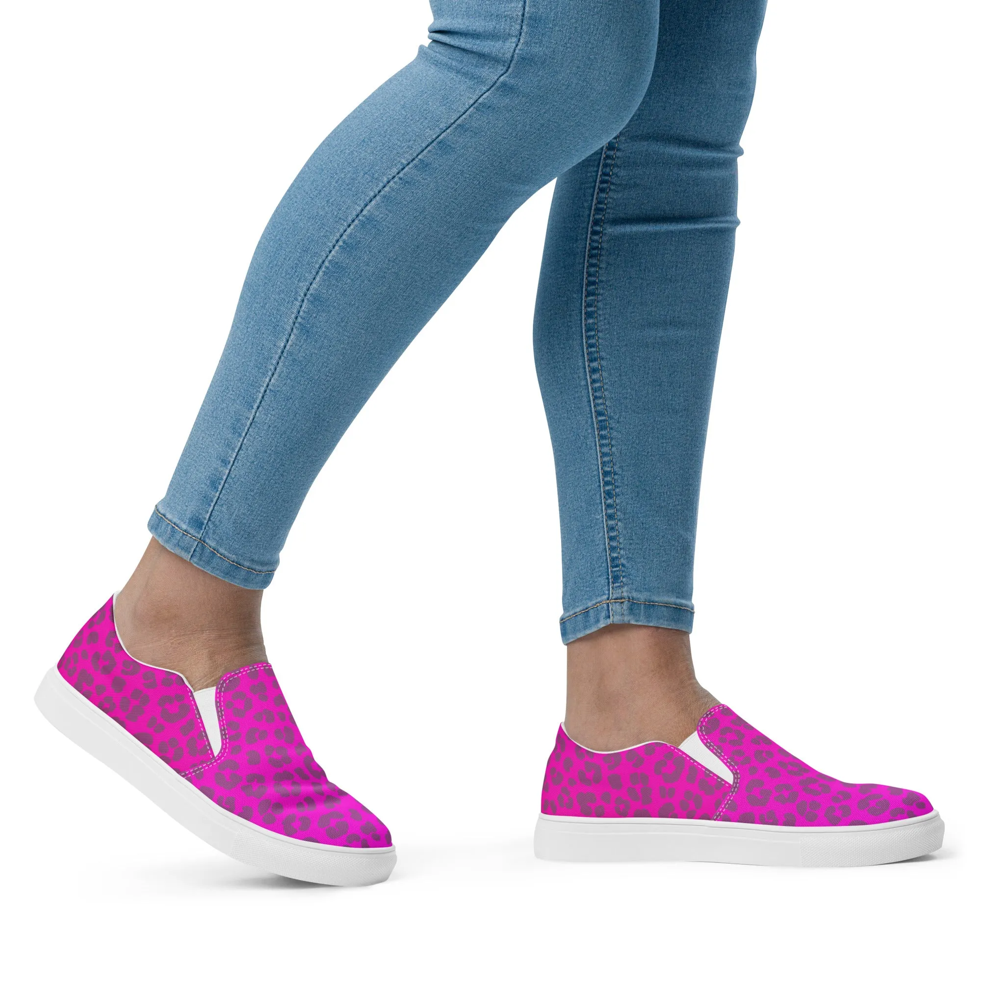 Ombre Fushsia Leopard Print Women’s slip-on canvas shoes