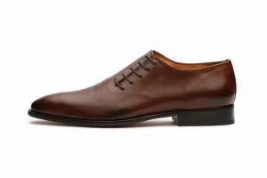 Plain Wholecut Oxford - Brown (with side lacing)