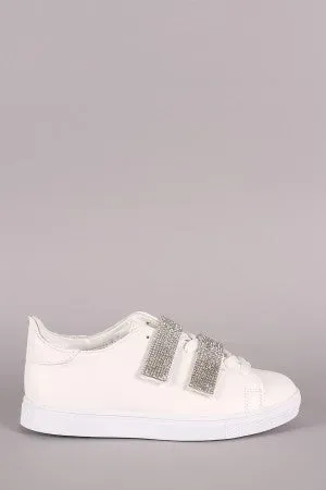 Rhniestone Accent Lace-Up Low Top Sneaker