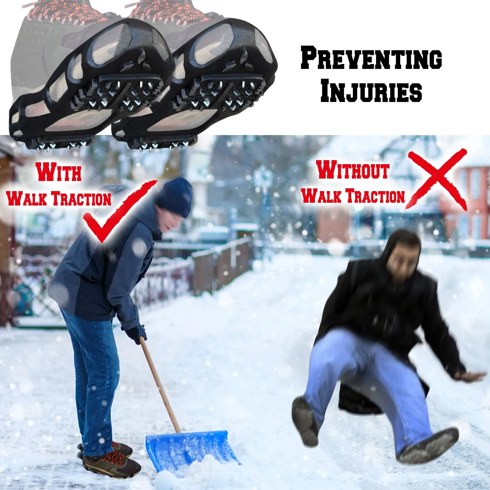 S-XL Ice Snow Cleats Traction Grippers Shoes Boots Rubber Spikes 24 Steel Studs