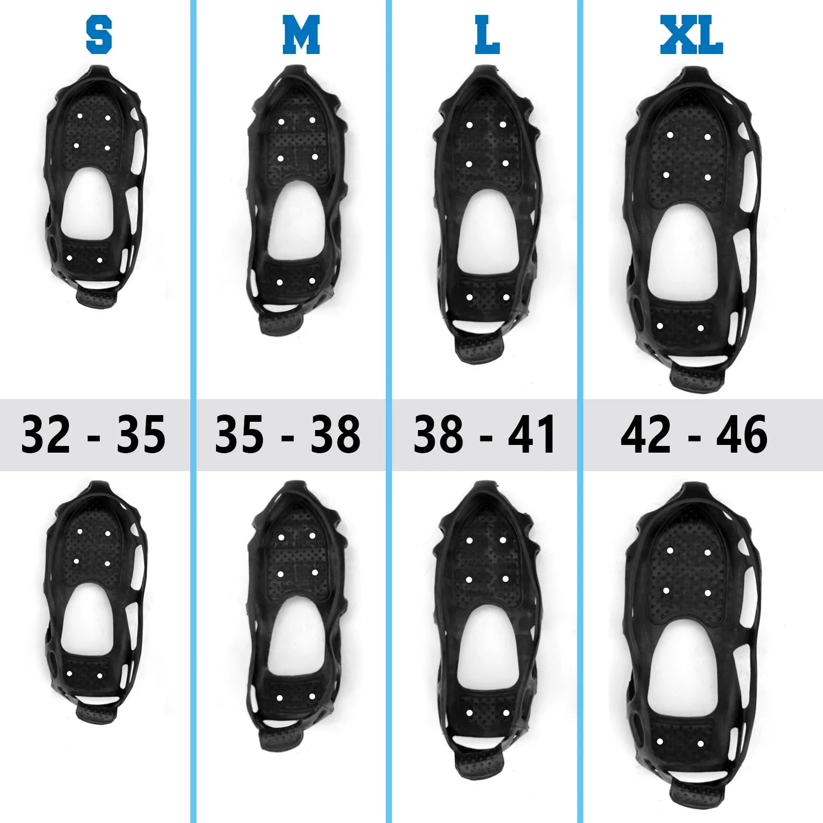 S-XL Ice Snow Cleats Traction Grippers Shoes Boots Rubber Spikes 24 Steel Studs