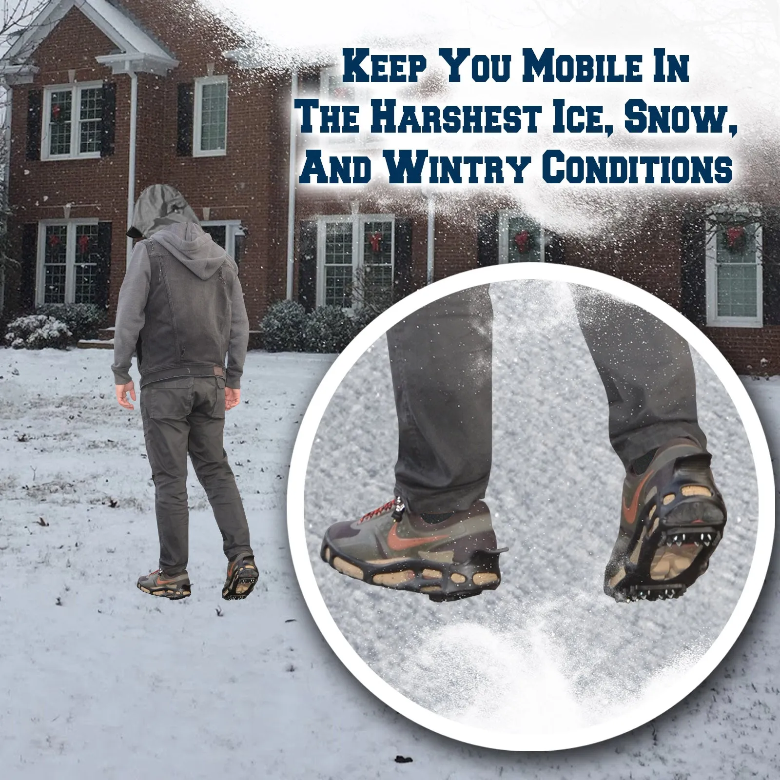 S-XL Ice Snow Cleats Traction Grippers Shoes Boots Rubber Spikes 24 Steel Studs