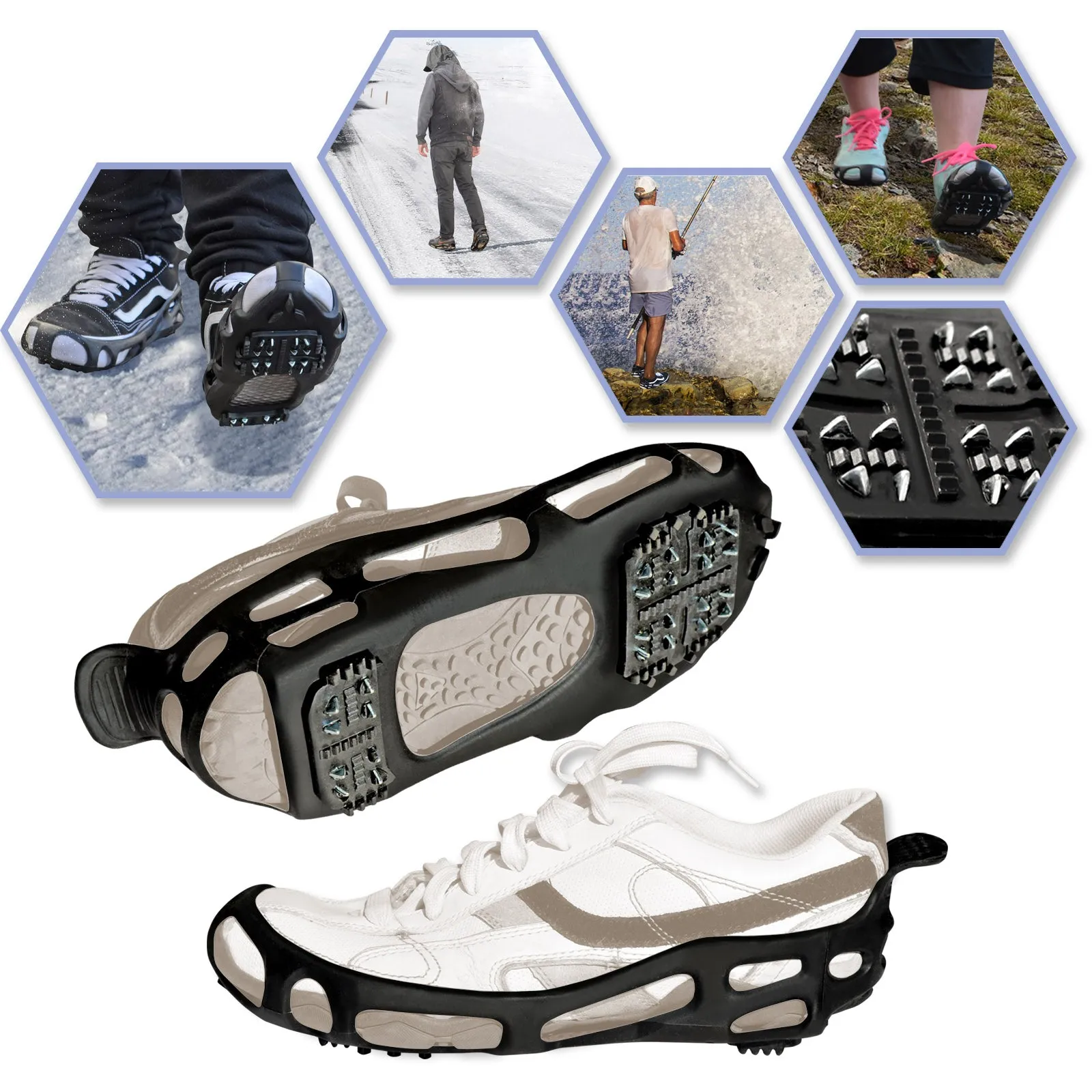 S-XL Ice Snow Cleats Traction Grippers Shoes Boots Rubber Spikes 24 Steel Studs