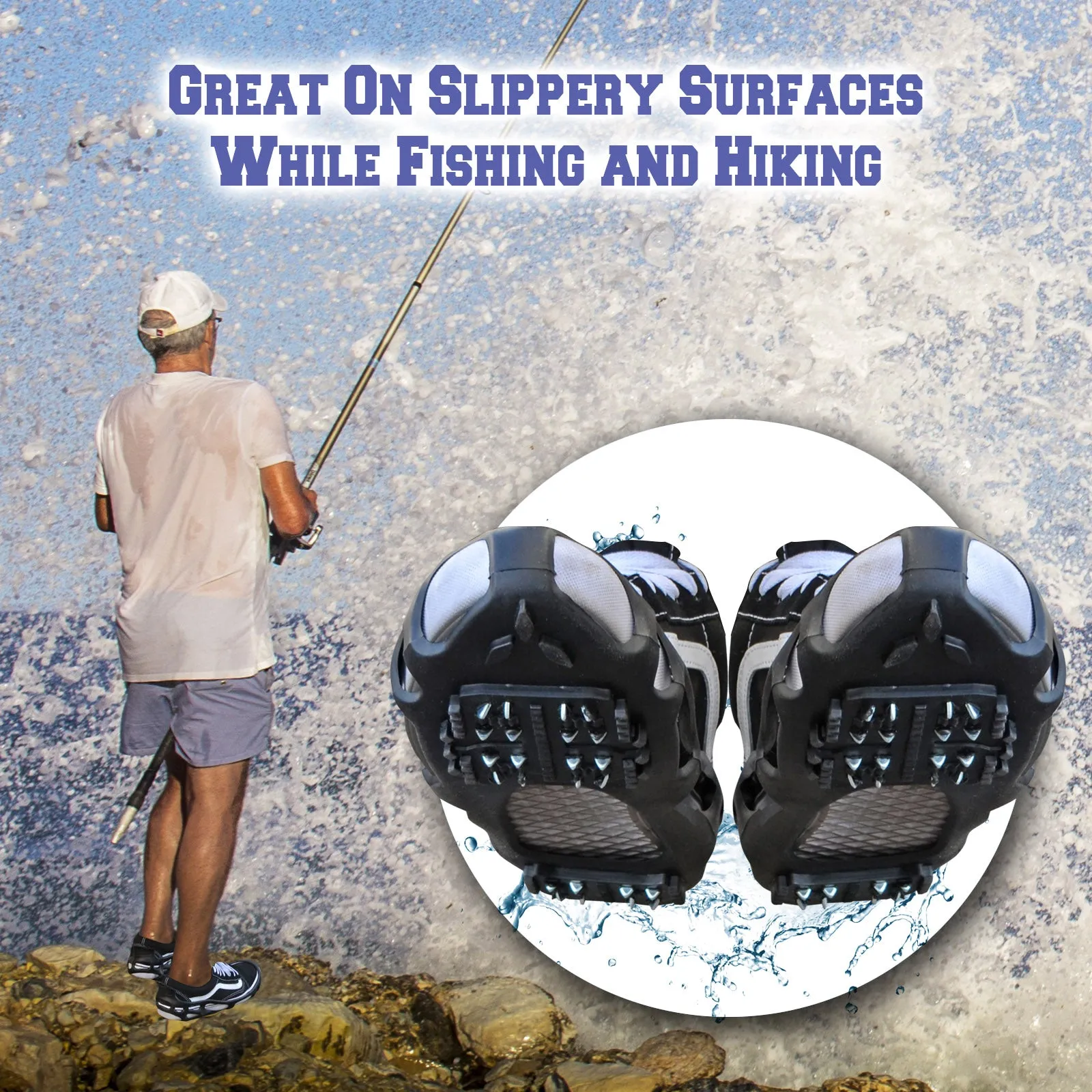 S-XL Ice Snow Cleats Traction Grippers Shoes Boots Rubber Spikes 24 Steel Studs