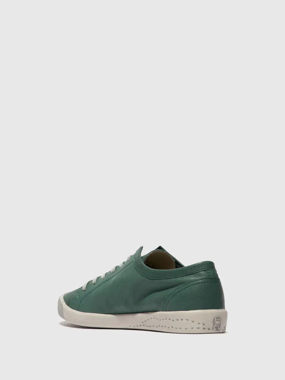 Softinos Women's ISLA154SOF Leather Lace-up Trainers Washed Green