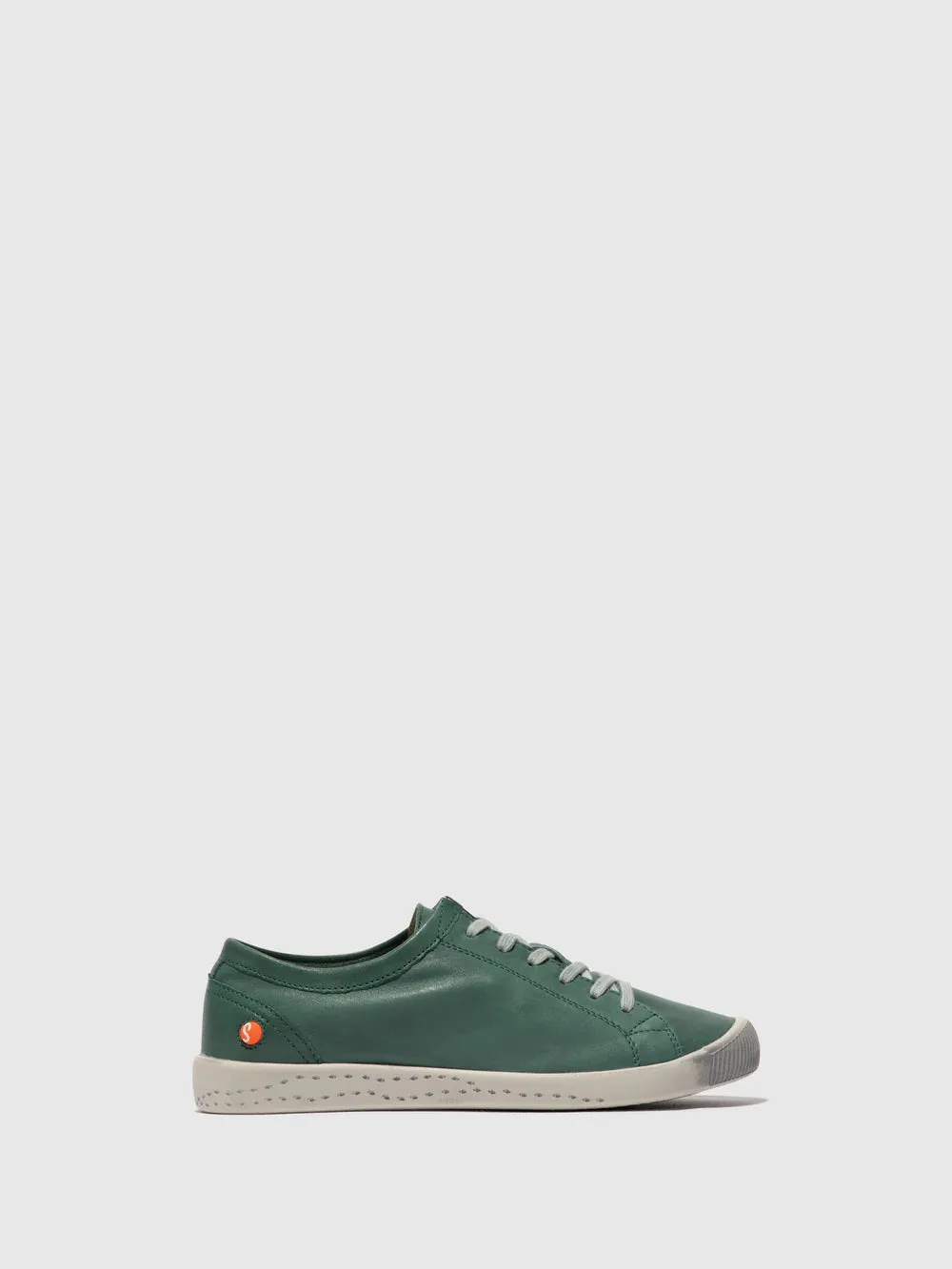 Softinos Women's ISLA154SOF Leather Lace-up Trainers Washed Green