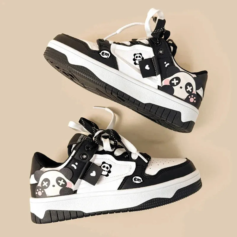 Sparkly Eyed Panda Chunky Black Shoes - Unisex