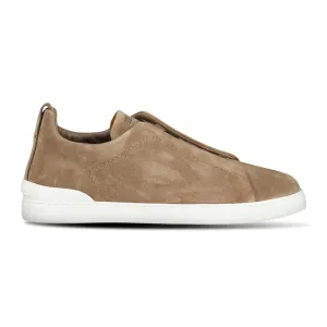 Triple Stitch Trainers Beige Suede
